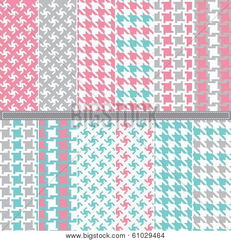 Houndstooth seamless pattern set - Illustration A set of 12 Houndstooth seamless pattern set