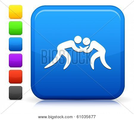 Wrestling Icon on Square Internet Button Collection