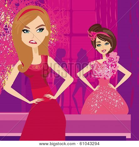 Girl Jealous Of The Beautiful Dresses