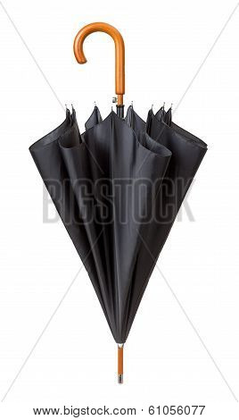 Unfastened Black Umbrella Isolated