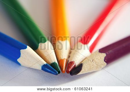 Crayons on paper board