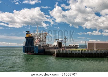 Cargo Ship In Port In La Malbaie