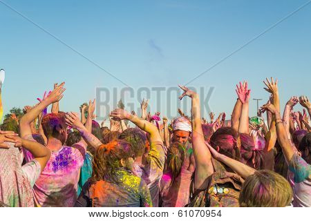 People Celebrating Holi Festival Of Colors.