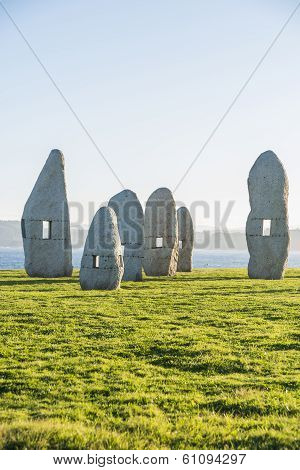 Menhirs Park In A Coruna, Galicia, Spain