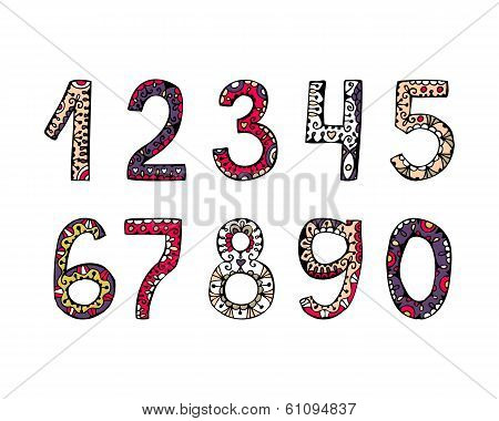 vector hand drawn ornamental numbers