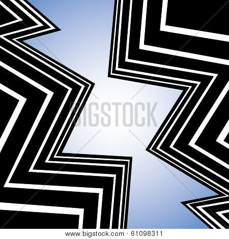 Abstract City Buildings As Background With Zig-zag Lines - Concept Vector