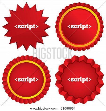 Script sign icon. Javascript code symbol.
