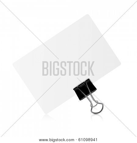 Binder tool clip visit card on white background