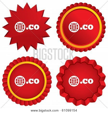 Domain CO sign icon. Top-level internet domain