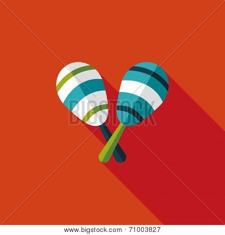 Wooden Rattle Flat Icon With Long Shadow,eps10