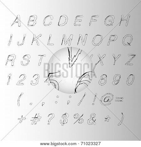 Calligraphic black handwritten alphabet vector illustration