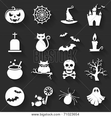 Halloween Flat Icons. Vector Set.