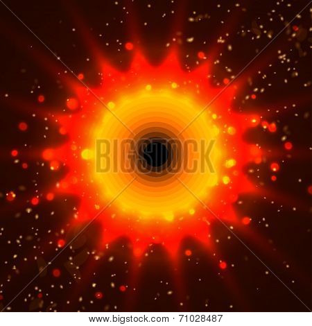 Sun fire and bokeh background