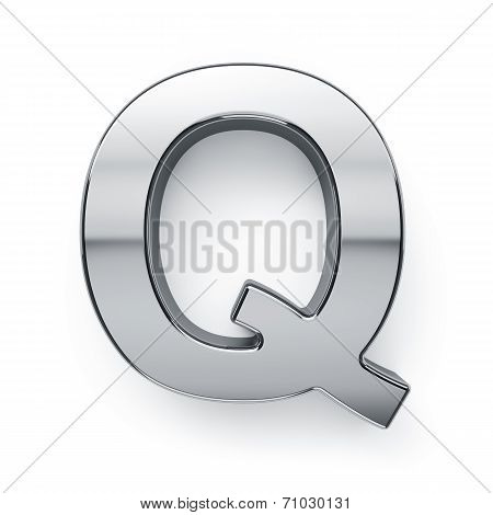 3D Render Of Metalic Alphabet Letter Simbol - Q