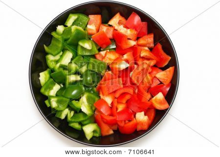 Röd och grön paprika