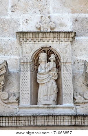 PERAST, MONTENEGRO - JUNE 08: Madonna with baby Jesus, Church of Our Lady of the Rocks, Perast, Montenegro, on June 08, 2012 