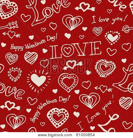 Valentine hand drawn pattern