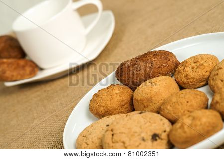 Oatmeal cookies and a cup of coffee
