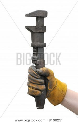Rør skruenøgle i workman's hånd