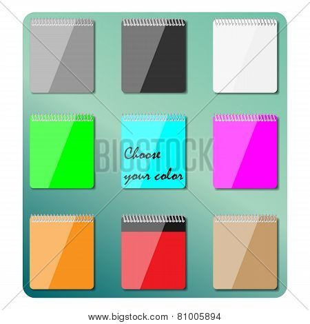 Set Of Multicolored Notepads, Vector Illustration.