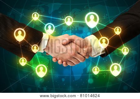 Business handshake, social netwok concept