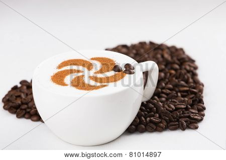 Capuccine With Coffee Beans