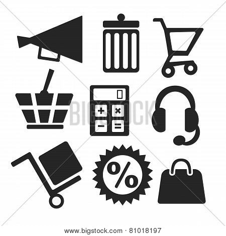 Online Shopping Web And Mobile Icons. Vector.