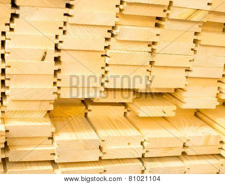 Stack Of New Wooden Planks