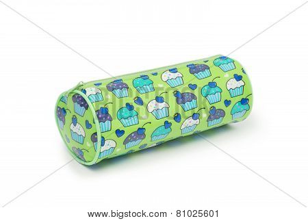 A Pencil Case Isolated Against A White Background