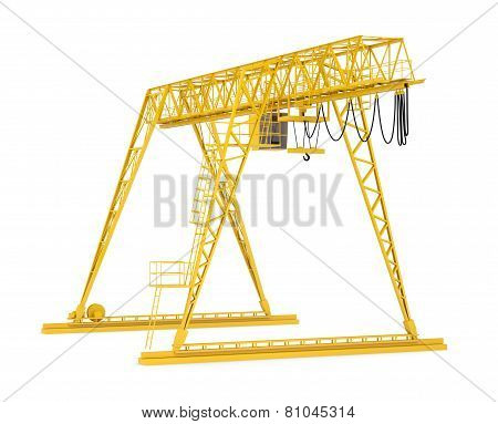Yellow gantry bridge crane, half-turn