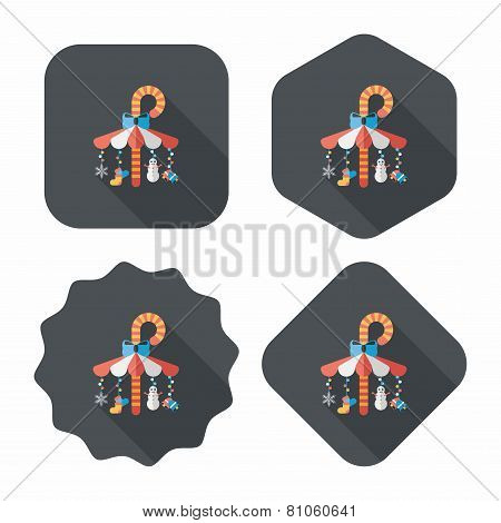 Decorative Candy Cane Flat Icon With Long Shadow Eps10