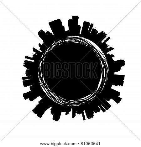 Black City Silhouette Label