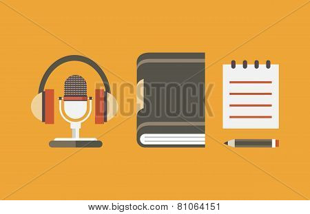 Vector Flat Objects For Audio Podcast