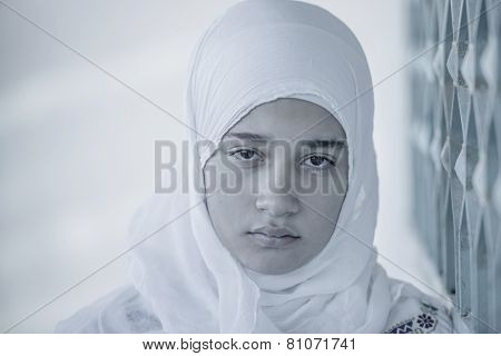 Arabic Muslim Middle Eastern girl wearing white