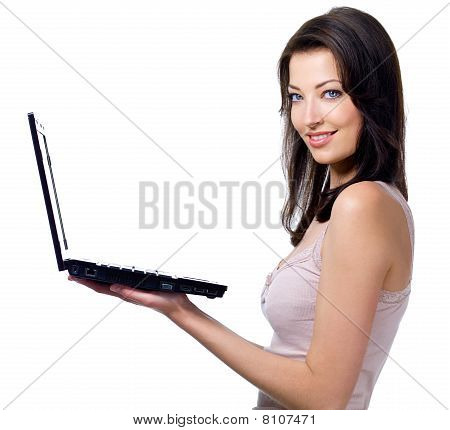 Smuk kvinde bedrift Laptop
