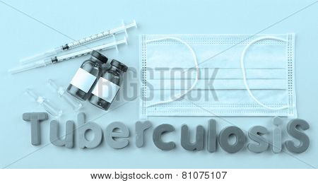 Medicines with Tuberculosis word on colorful background