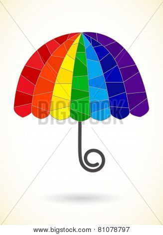 Abstract segmented rainbow umbrella, vector pattern