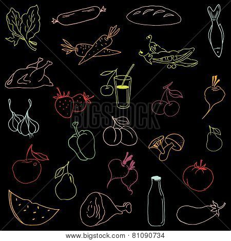 Seamless pattern-hand drawn food. Vector
