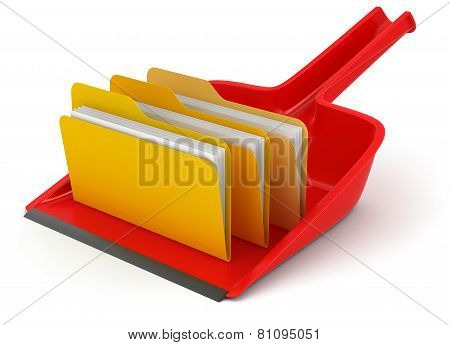 Dustpan with folders (clipping path included)