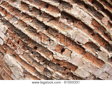Fragment Of The Old Wall Of The Destroyed Bricks