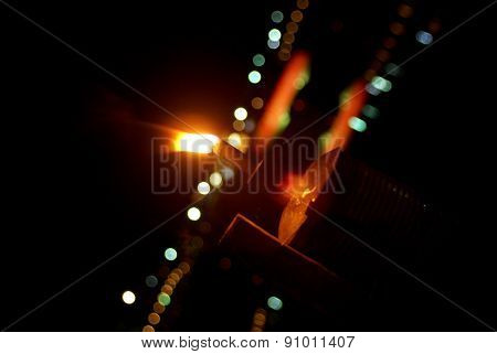 Light of lantern lamp with bokeh blur background