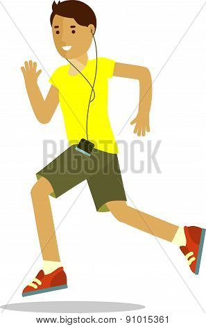 Running man in flat style isolated on white background