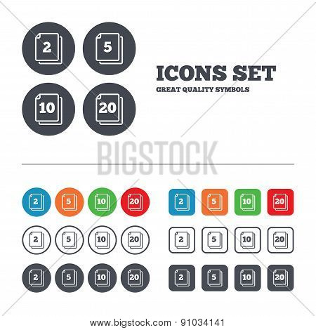 In pack sheets icons. Quantity per package.