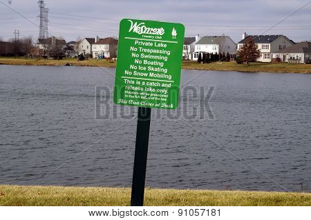 Wesmere Country Club's Private Lake Sign