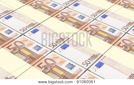European currency bills stacks background.