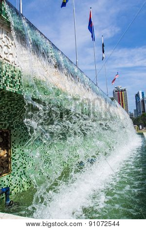Kuala Lumpur- Feb10,2015:waterfall Modelat  Dataran Underground At The Merdeka Square.