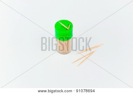 Wooden Toothstick bottle Isolated