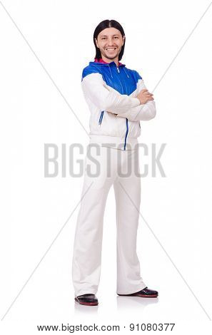 A man in white sportswear isolated on white