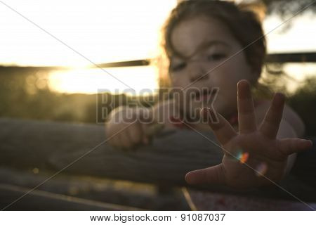Toddler Girl On Dehesa Sunset