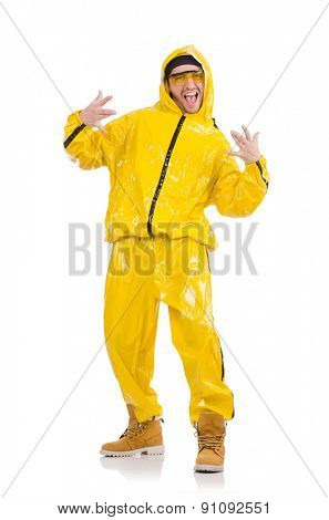 Young rap performancer isolated on white